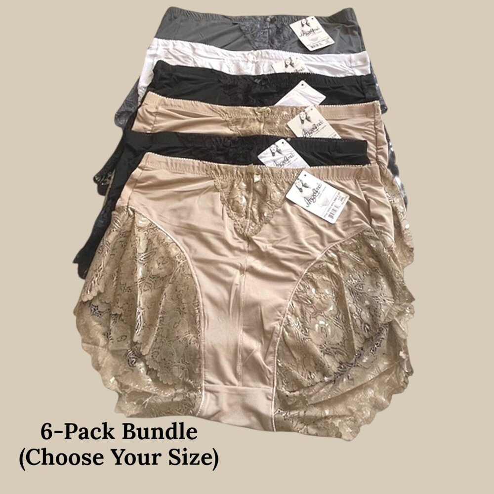 Angelina 6-Pack Lace Trim High Waist Underwear – Wholesale | Multi-Color - Picture 3 of 5